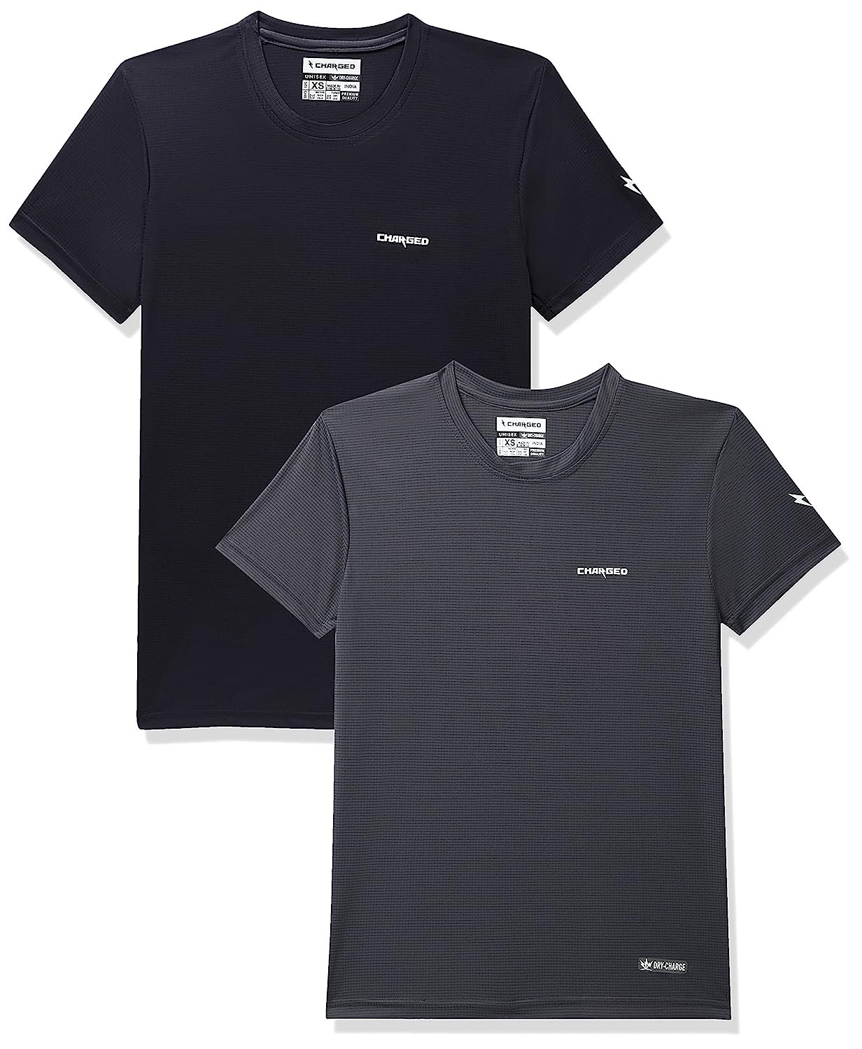 Charged Pulse-006 Checker Knitt Round Neck Sports T-Shirt