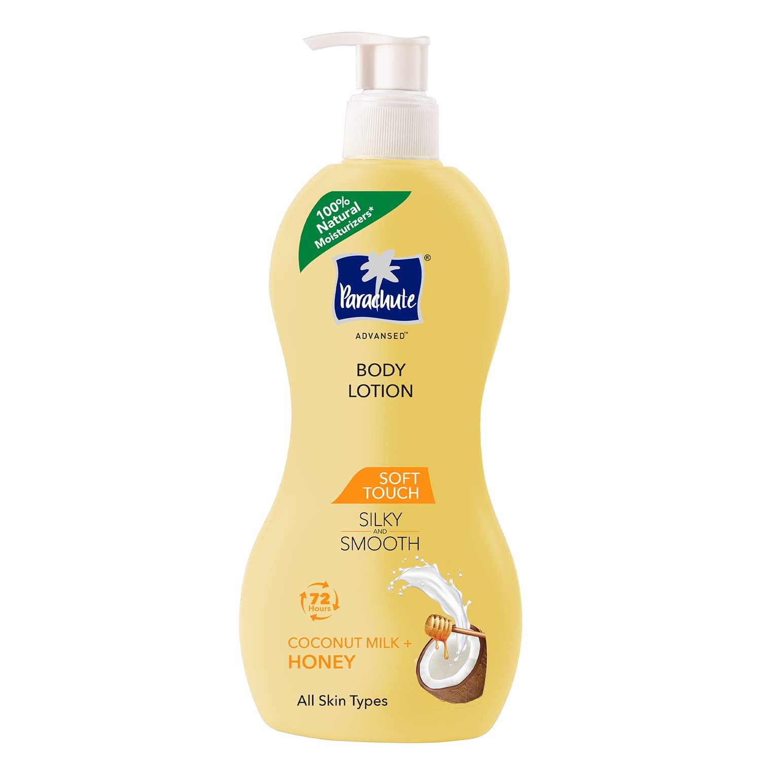 Parachute Advansed Soft Touch Body Lotion for Women & Men, All Skin types, 400ml | Pure Coconut Milk & Honey, 100% Natural, 72h Moisturisation