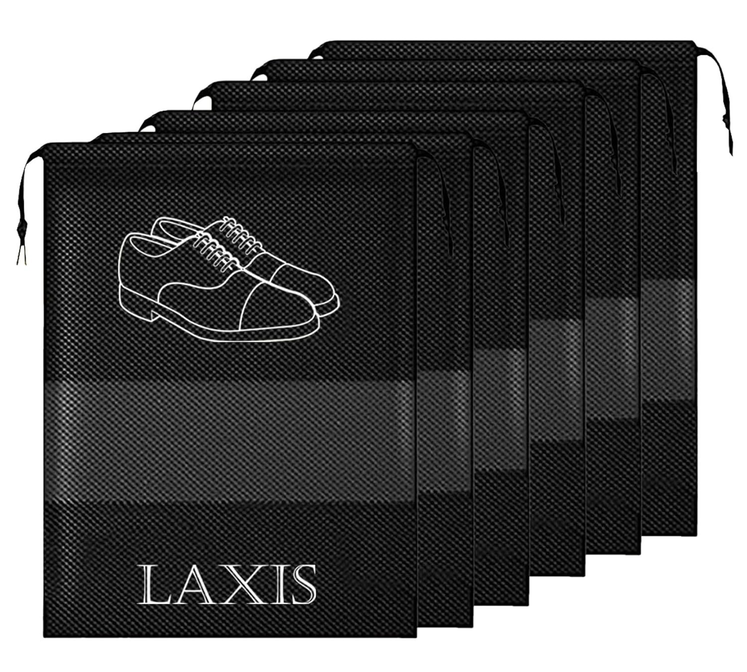 HOMFIL Brand - LAXIS - Shoe Bag for Travel & Storage Organizer for Women & Men | Travel Accessories Shoe Bags Pouches | Travel Shoe Cover for Travelling Travel Essentials (Black, Pack of 6)